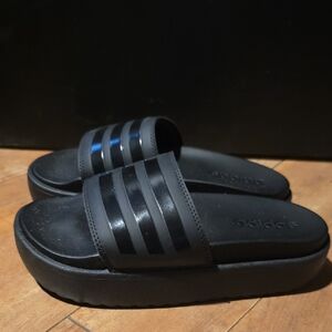 Adidas Black Platform Slides